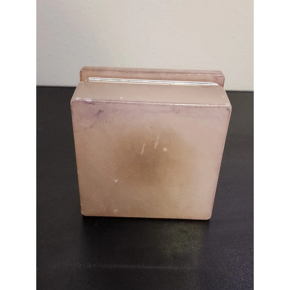 Vtg  Hinged Make Up Pill Box Pink Trinket Ring Marble Flower Print 2.5